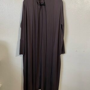 JJ Winks Brown Knit Duster Robe Pockets Long Open Front Large Cozy Lounge Cozyup